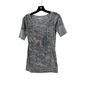 Philadelphia 76er's Sixers Women's Distressed Gray Rhinestone T Shirt Top Size S